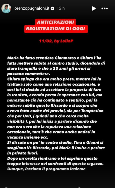 Galleria foto 'Uomini e Donne, clamoroso colpo di scena: Chiara lascia il programma insieme al (presunto) fidanzato' - foto 1