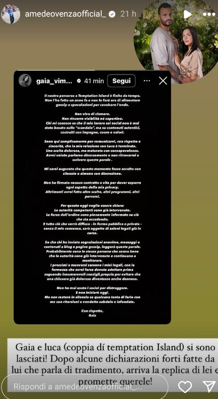 Galleria foto 'Temptation lsland, è finita tra Luca Bad e Gaia Vimercati, le parole di lui: “Mi tradiva con un suo ex di 50 anni”' - foto 2